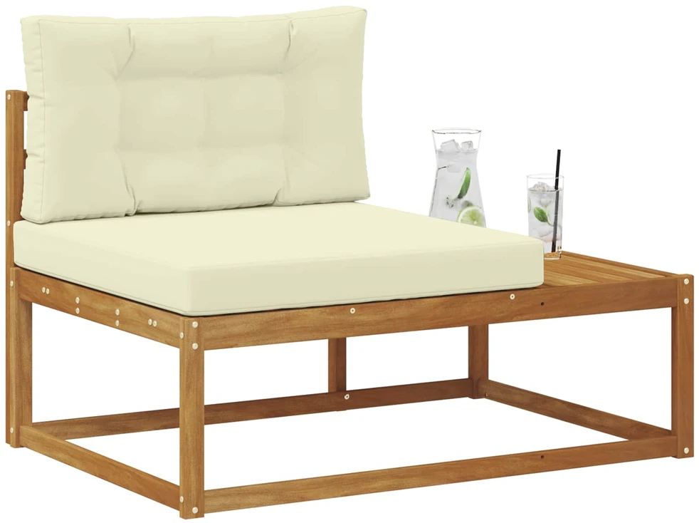 Lauko galinė sofa su pagalve Natūrali 115 x 83 x 73 cm