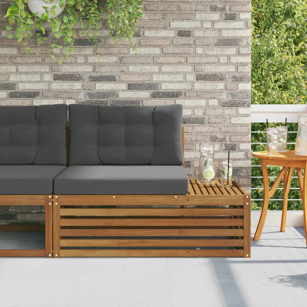 Lauko galinė sofa su pagalve Natūrali 115 x 83 x 73 cm