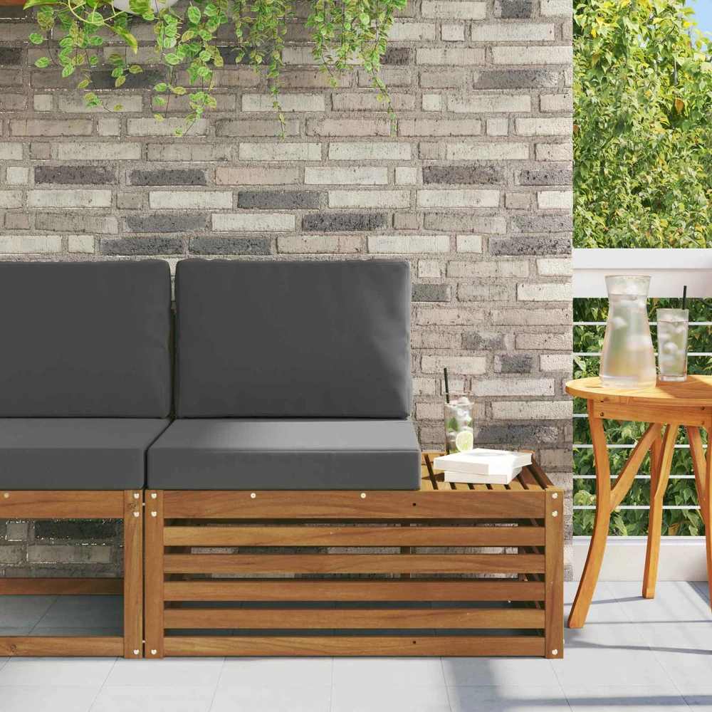 Lauko galinė sofa su pagalve Natūrali 91 x 63 x 73 cm