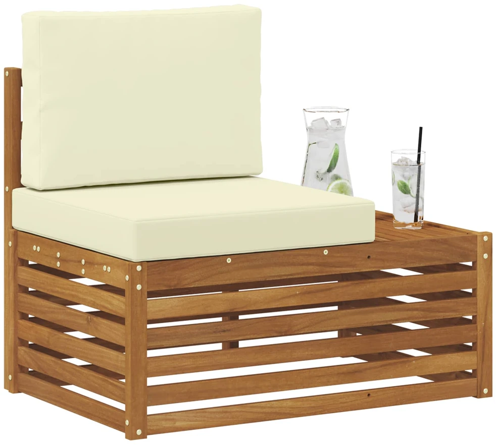 Lauko galinė sofa su pagalve Natūrali 91 x 63 x 73 cm