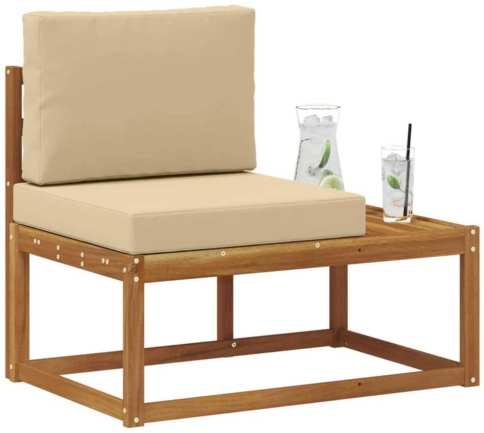 Lauko galinė sofa su pagalve Natūrali 91 x 63 x 73 cm