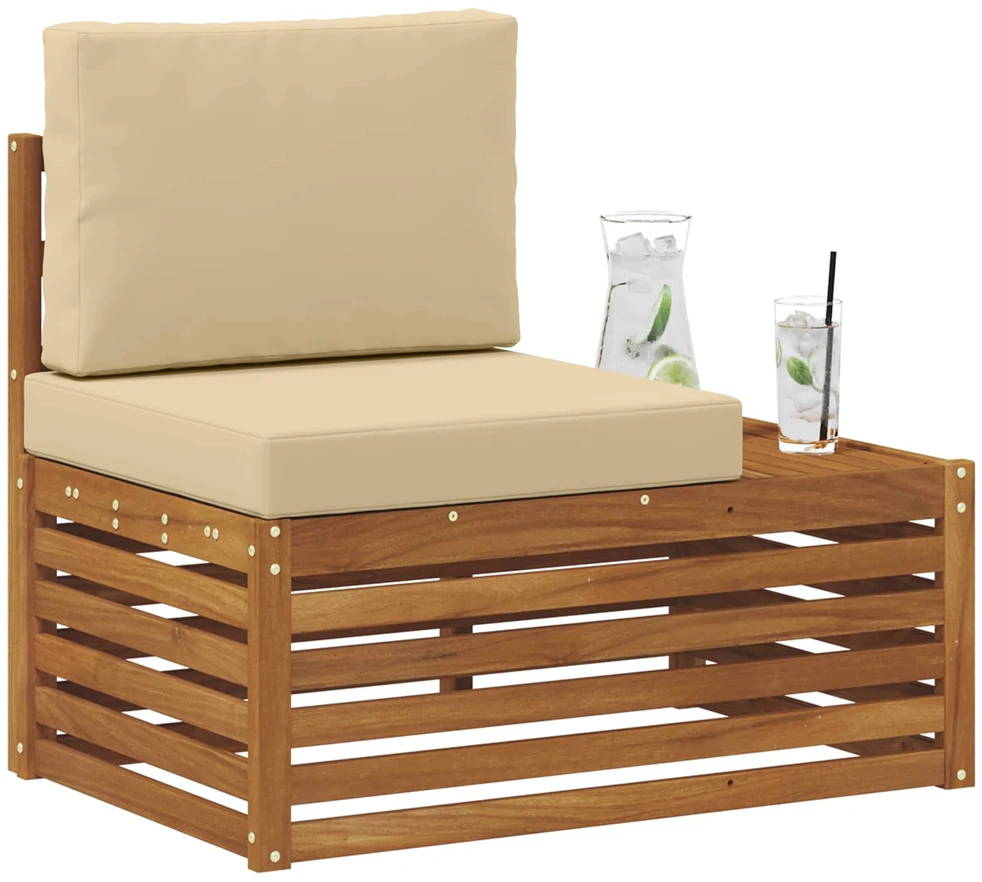 Lauko galinė sofa su pagalve Natūrali 91 x 63 x 73 cm