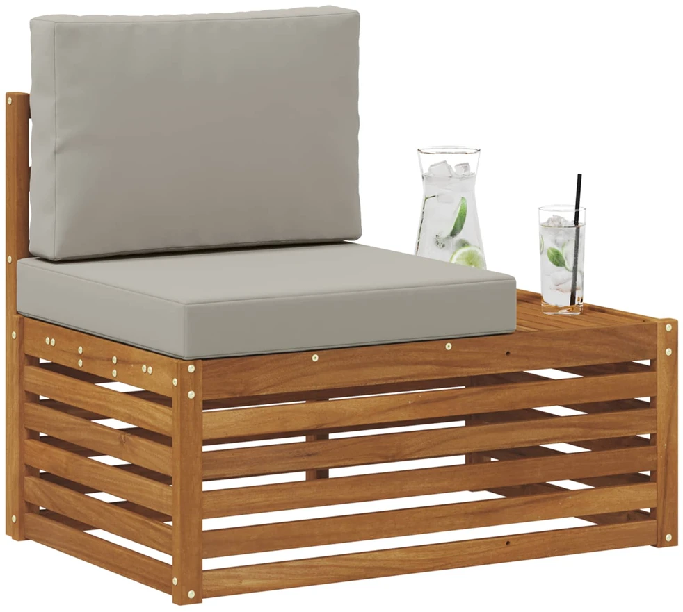 Lauko galinė sofa su pagalve Natūrali 91 x 63 x 73 cm