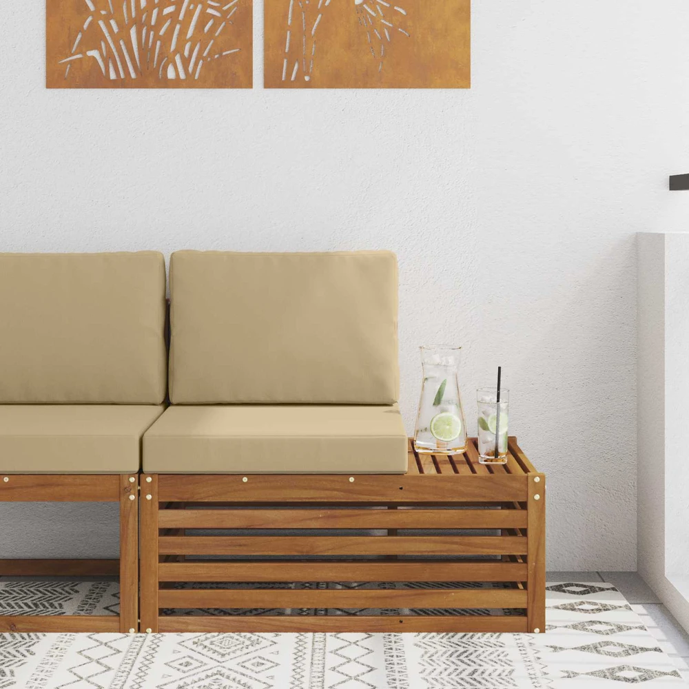 Lauko galinė sofa su pagalve Natūrali 91 x 63 x 73 cm
