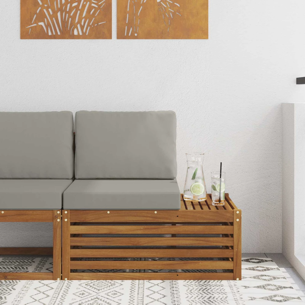 Lauko galinė sofa su pagalve Natūrali 91 x 63 x 73 cm