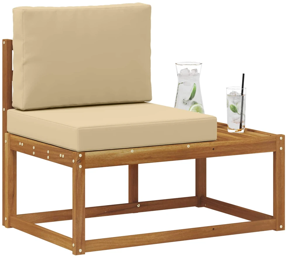 Lauko galinė sofa su pagalve Natūrali 91 x 63 x 73 cm