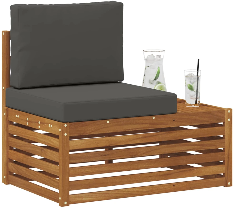 Lauko galinė sofa su pagalve Natūrali 91 x 63 x 73 cm