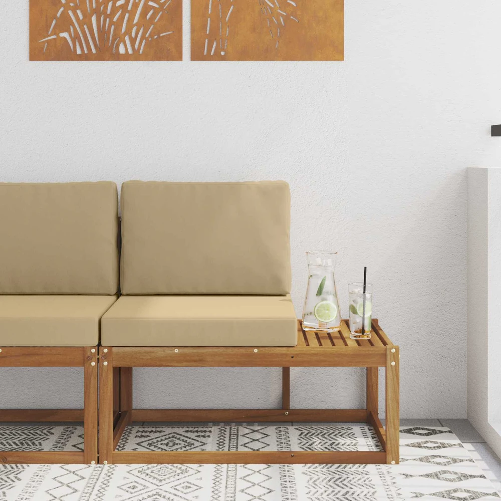Lauko galinė sofa su pagalve Natūrali 91 x 63 x 73 cm
