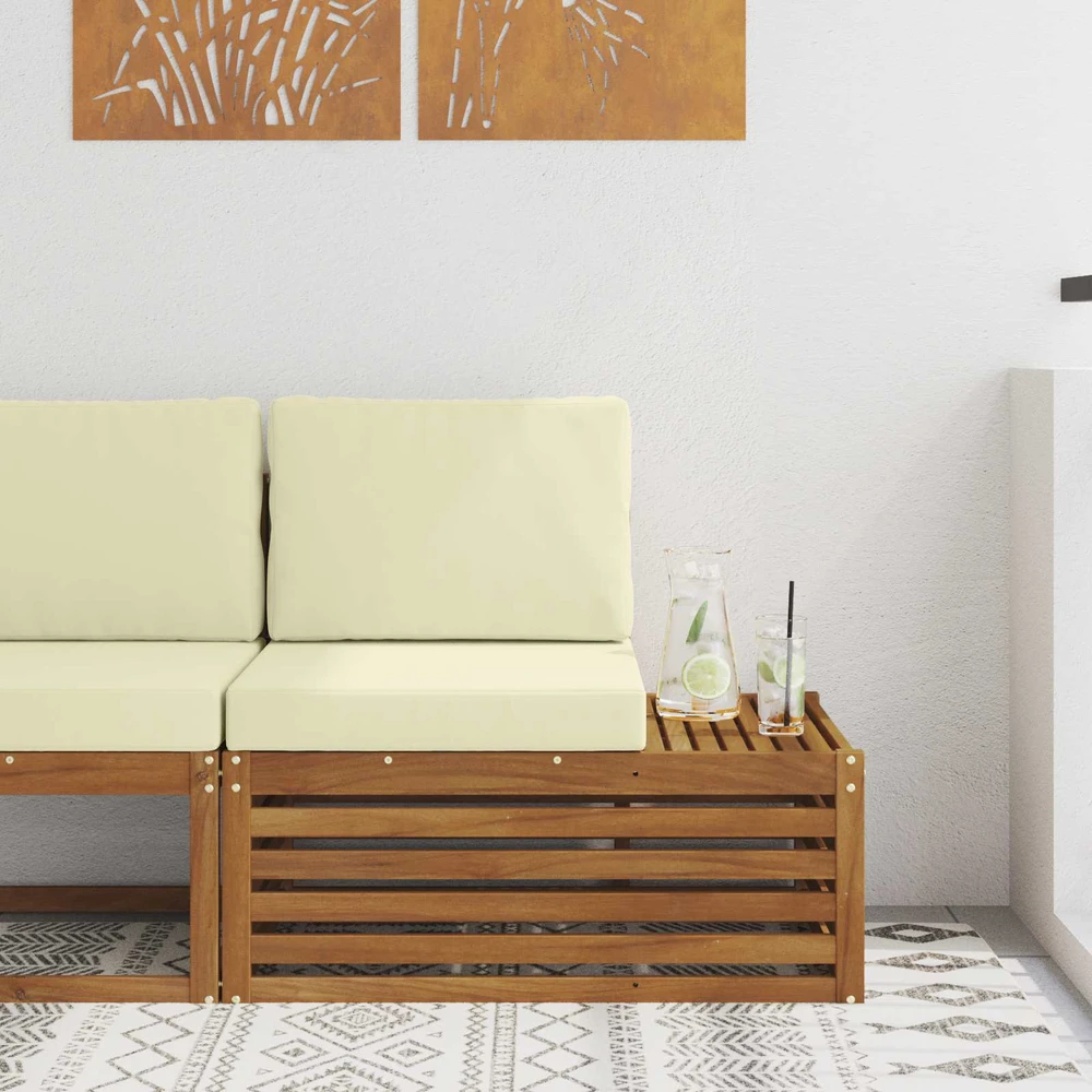 Lauko galinė sofa su pagalve Natūrali 91 x 63 x 73 cm