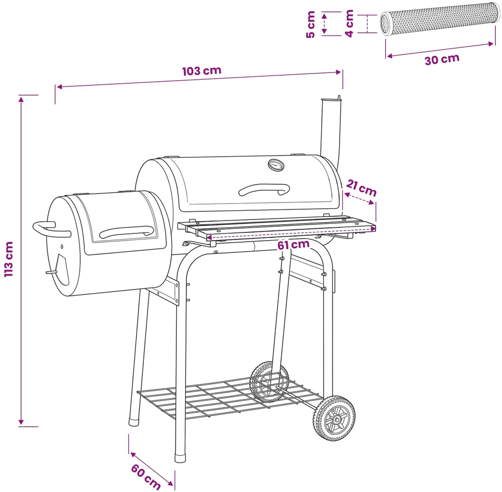 Lauko grilis 103 x 60 x 113 cm Plienas Juoda