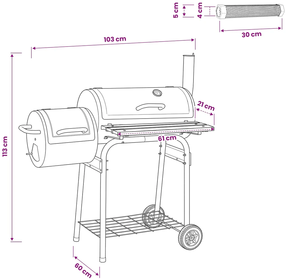 Lauko grilis 103 x 60 x 113 cm Plienas Juoda