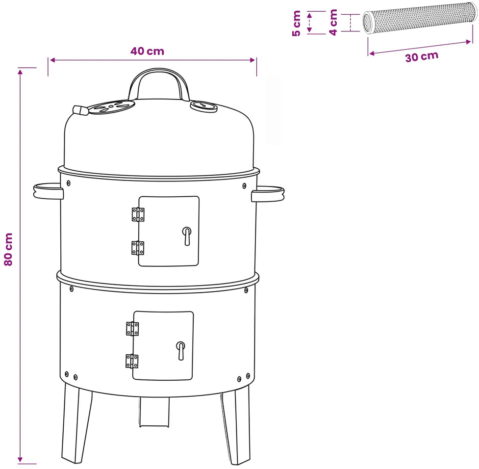 Lauko grilis Ø 40 x 80 cm Plienas Juoda