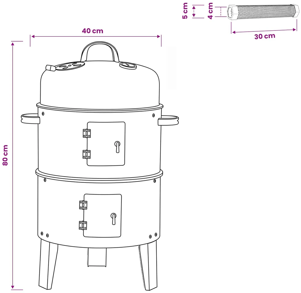Lauko grilis Ø 40 x 80 cm Plienas Juoda