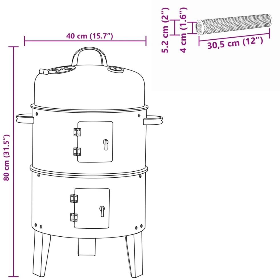 Lauko grilis Ø 40 x 80 cm Plienas Juoda