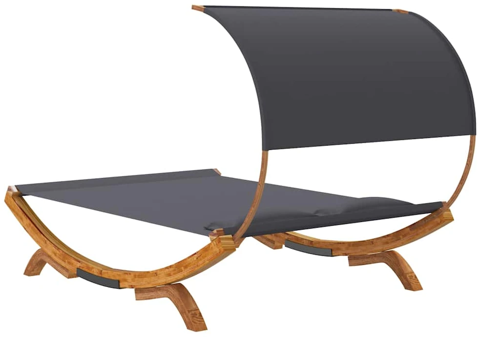 Lauko gultas su stogeliu, antracito, 165x203x126cm, mediena