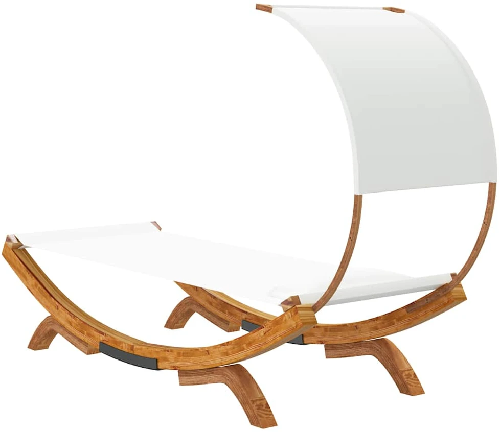 Lauko gultas su stogeliu, kreminis, 100x200x126cm, mediena