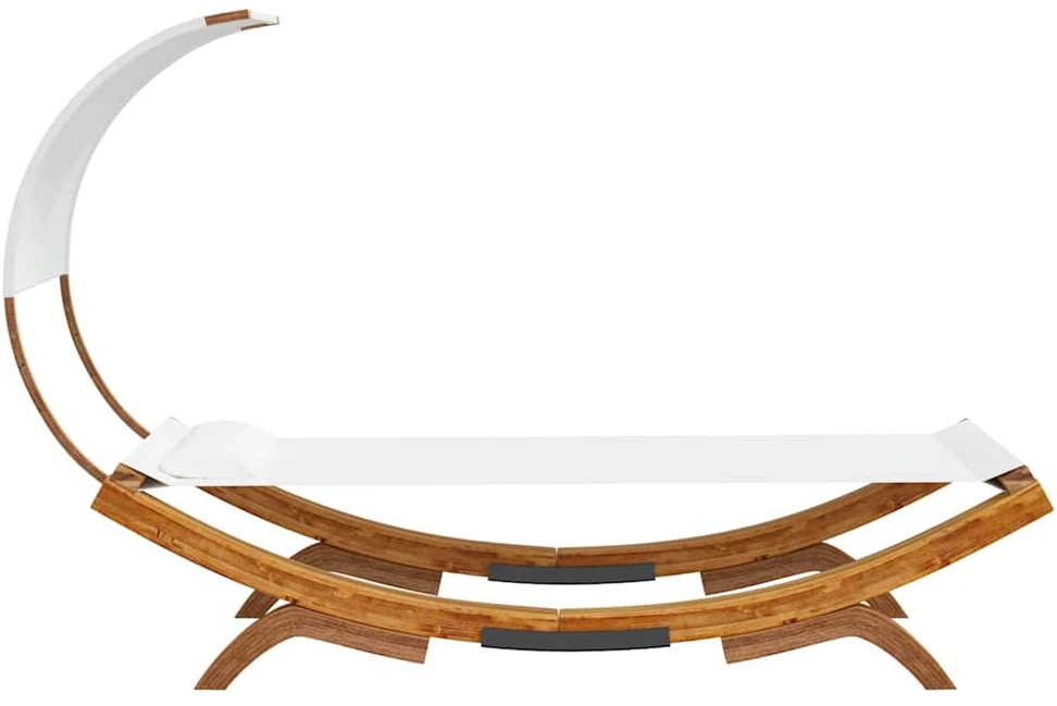 Lauko gultas su stogeliu, kreminis, 100x200x126cm, mediena