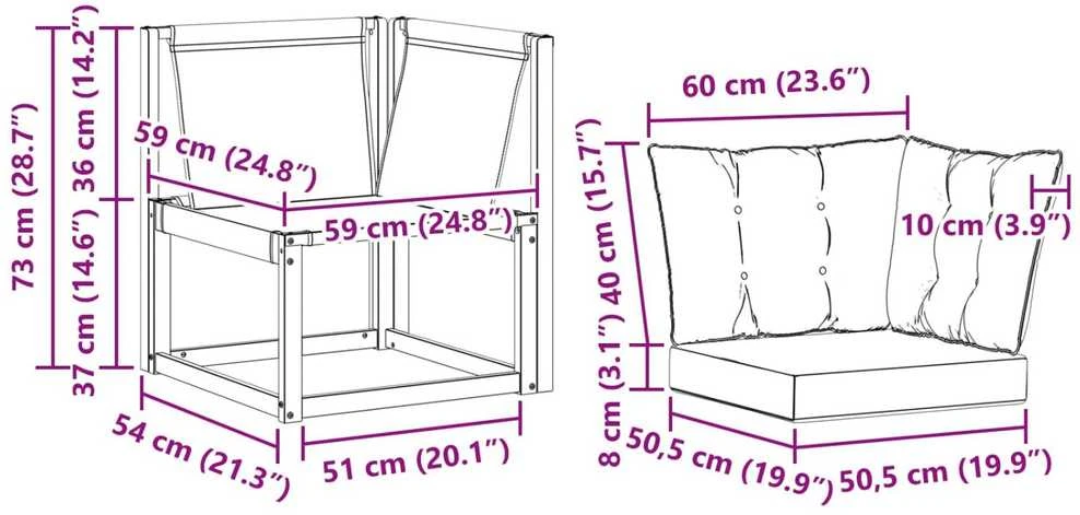 Lauko kampinė sofa Kietas akacijos medis ir tekstilenas