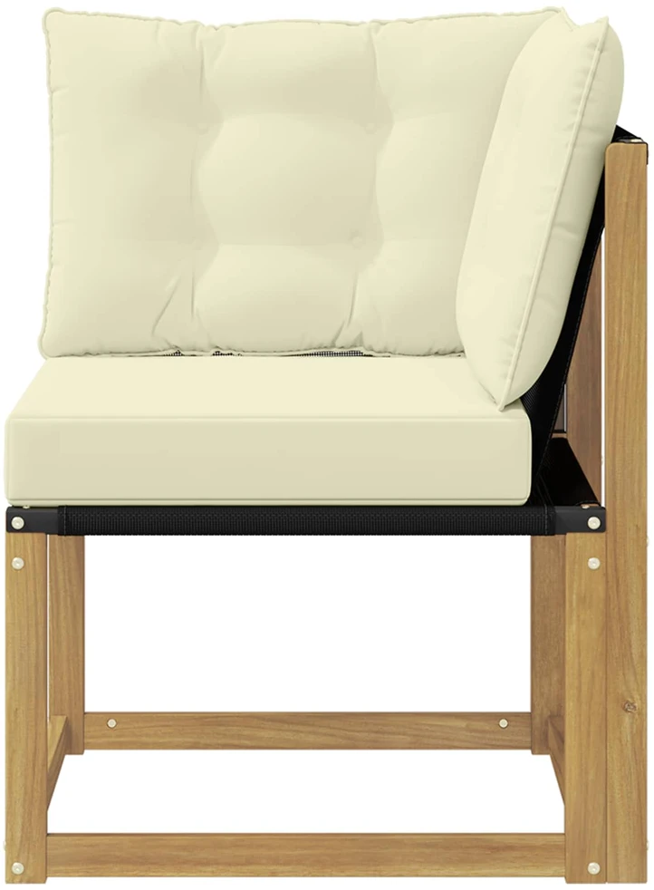 Lauko kampinė sofa Kietas akacijos medis ir tekstilenas Balta