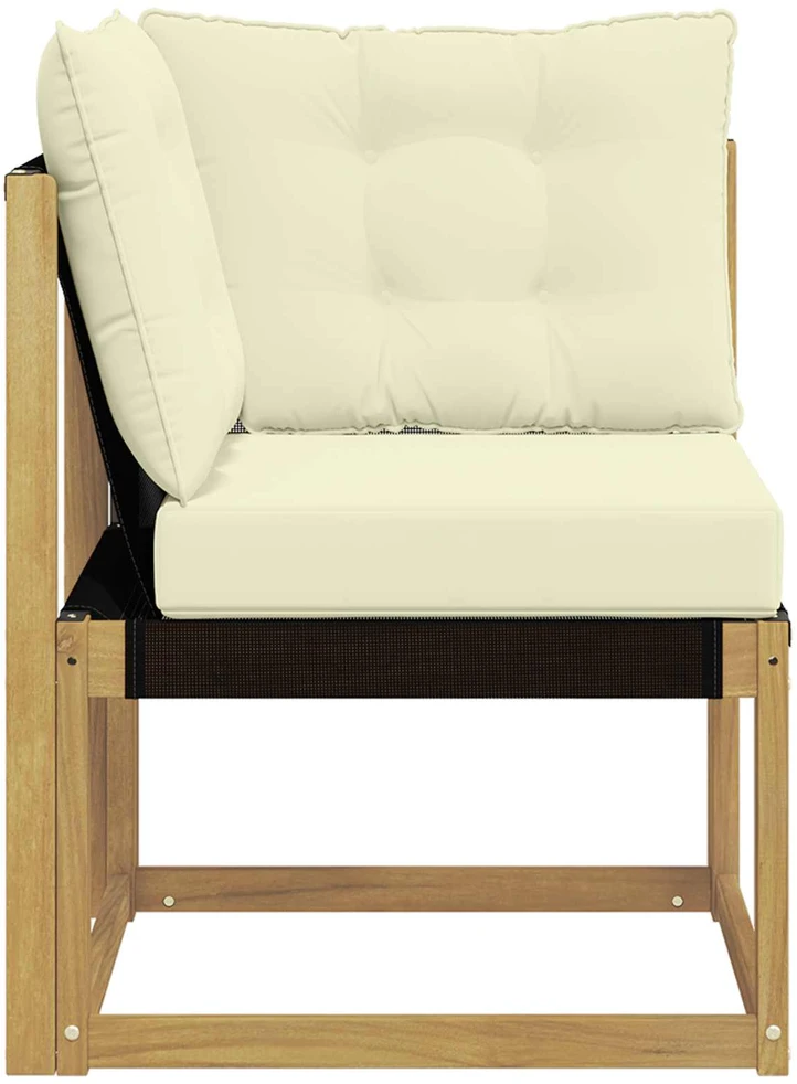 Lauko kampinė sofa Kietas akacijos medis ir tekstilenas Balta