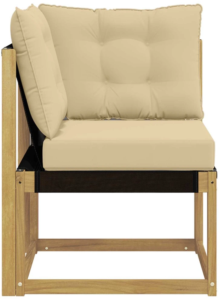 Lauko kampinė sofa Kietas akacijos medis ir tekstilenas Balta