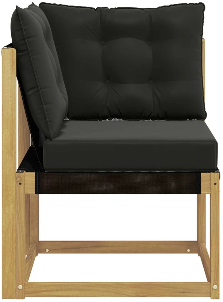 Lauko kampinė sofa Kietas akacijos medis ir tekstilenas Balta
