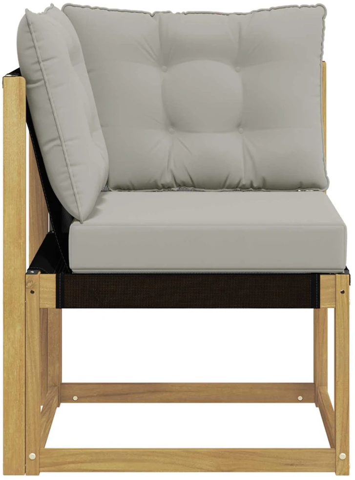 Lauko kampinė sofa Kietas akacijos medis ir tekstilenas Balta