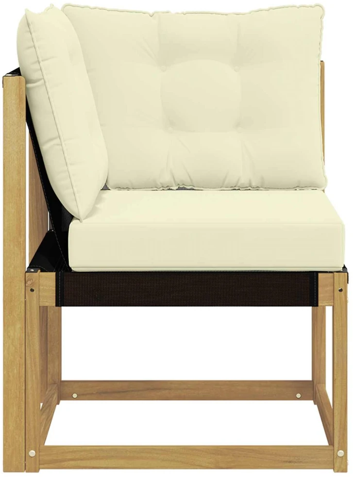 Lauko kampinė sofa Kietas akacijos medis ir tekstilenas Balta