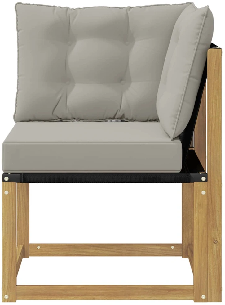 Lauko kampinė sofa Kietas akacijos medis ir tekstilenas Balta