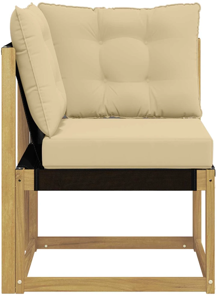 Lauko kampinė sofa Kietas akacijos medis ir tekstilenas Balta