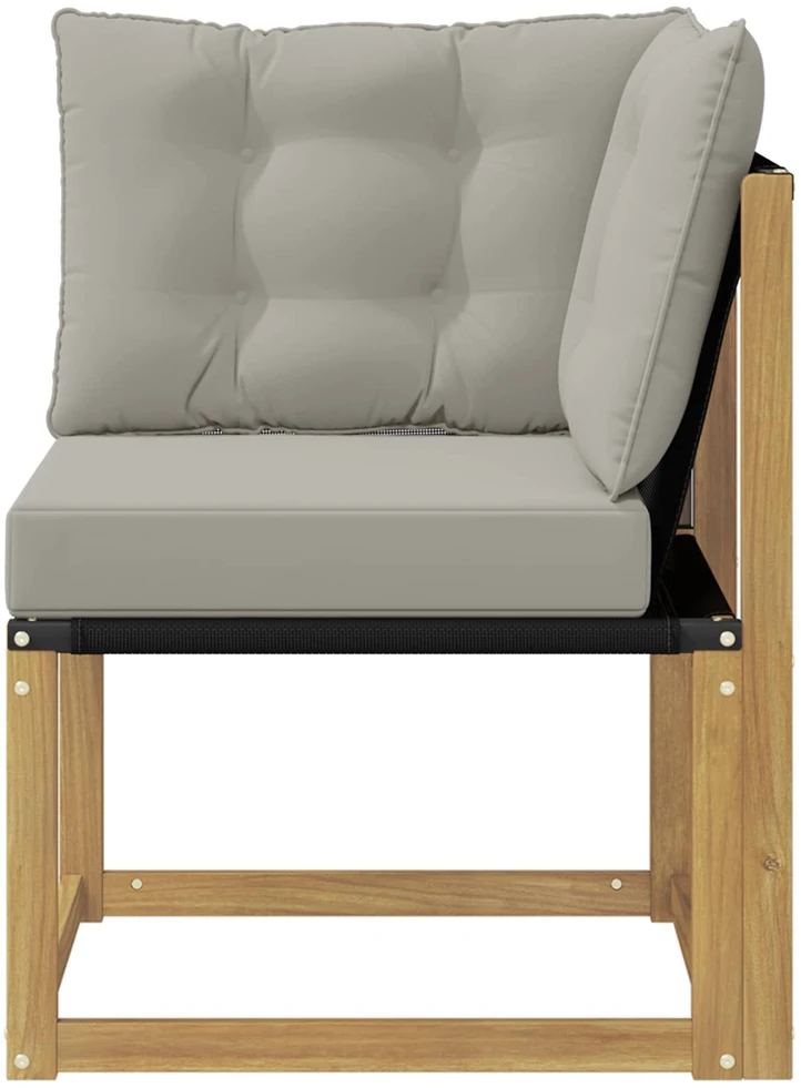 Lauko kampinė sofa Kietas akacijos medis ir tekstilenas Balta