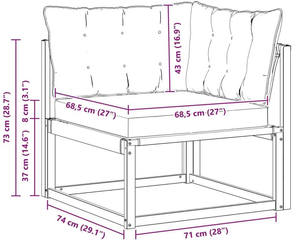 Lauko kampinė sofa Kietos akacijos mediena Balta