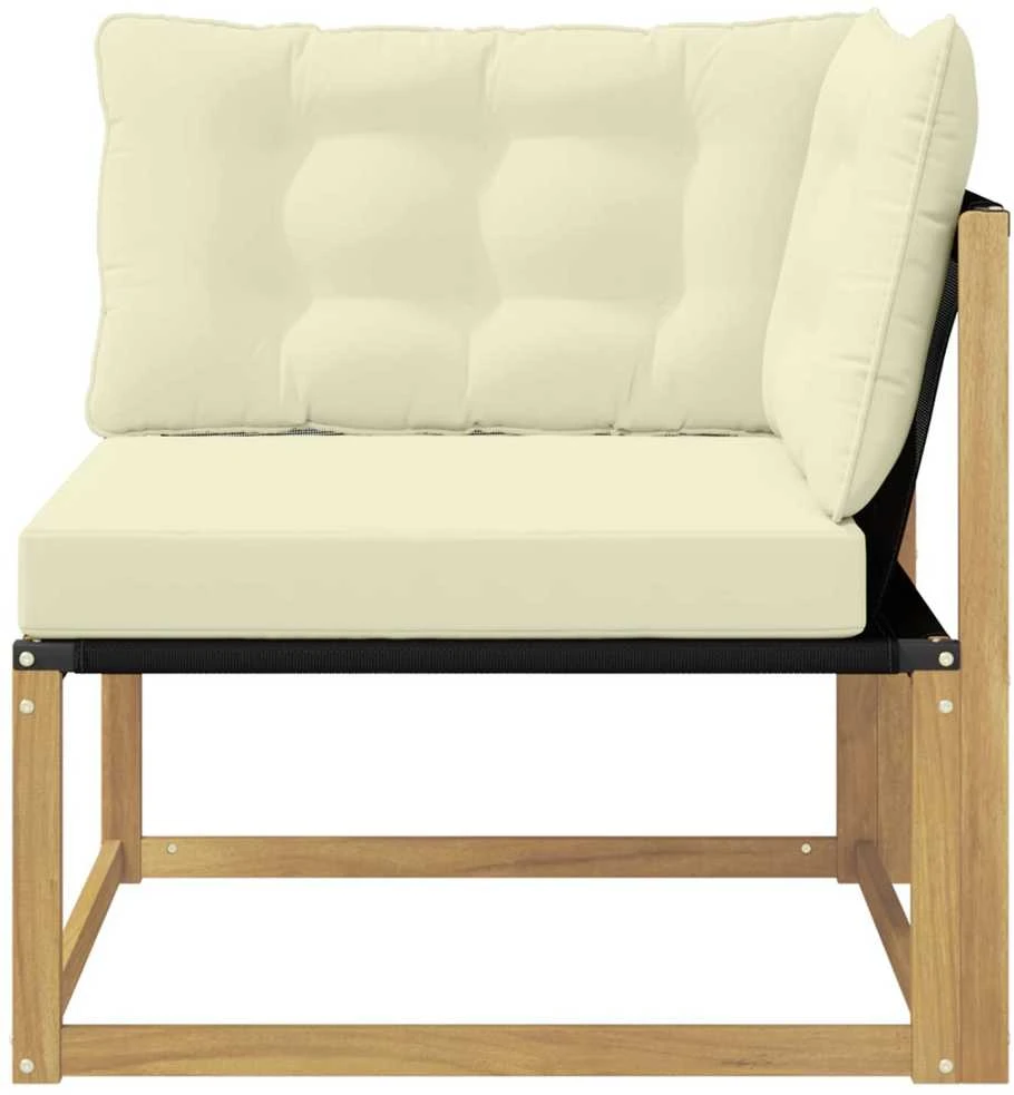 Lauko kampinė sofa Kietos akacijos mediena Balta