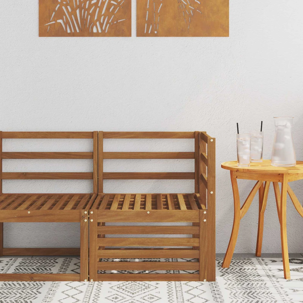 Lauko kampinė sofa Kietos akacijos mediena Natūrali