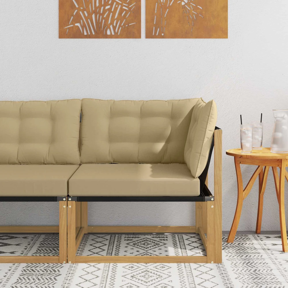 Lauko kampinė sofa Kietos akacijos mediena Balta
