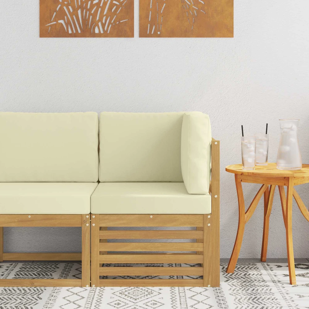 Lauko kampinė sofa Kietos akacijos mediena Balta