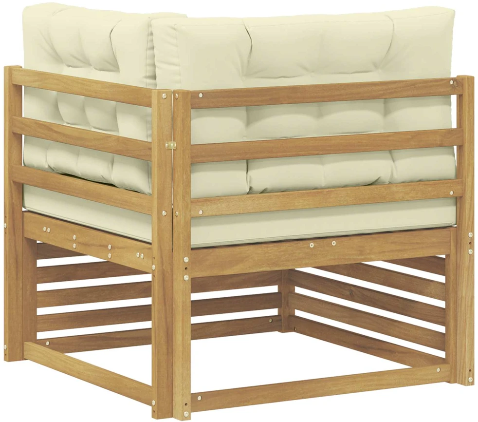 Lauko kampinė sofa Kietos akacijos mediena Balta
