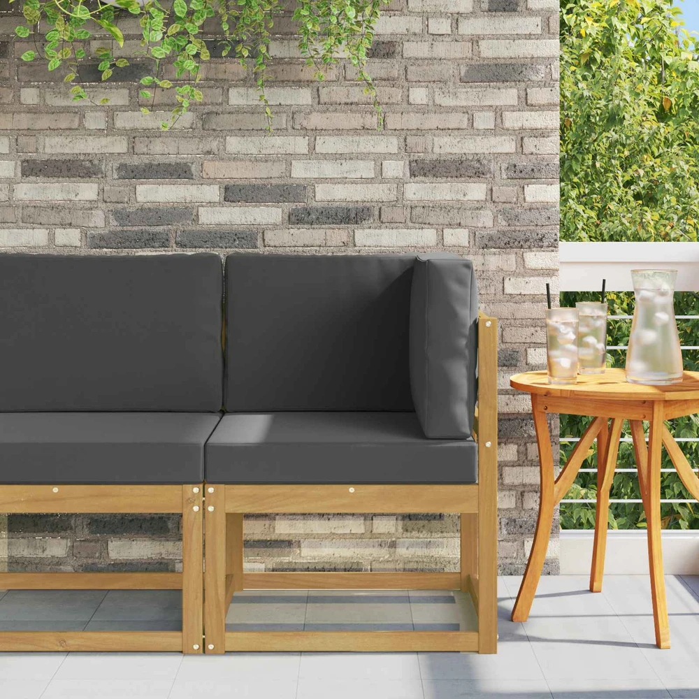 Lauko kampinė sofa Kietos akacijos mediena Balta