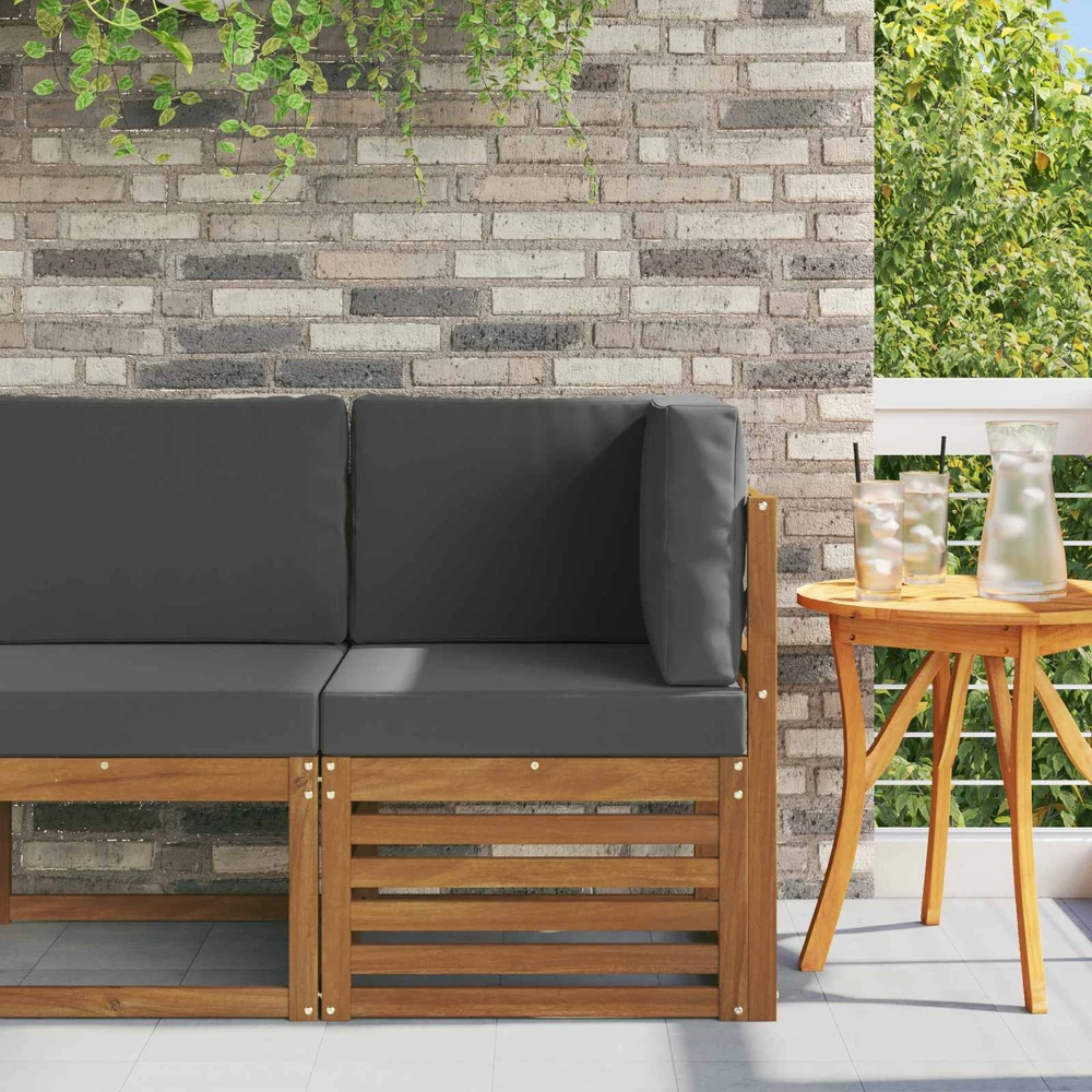Lauko kampinė sofa Kietos akacijos mediena Natūrali