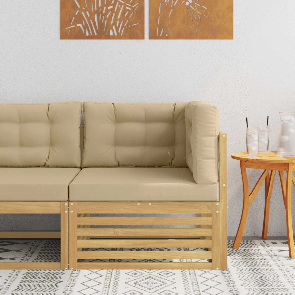Lauko kampinė sofa Kietos akacijos mediena Balta