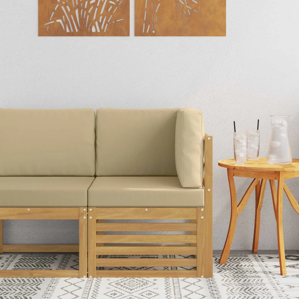 Lauko kampinė sofa Kietos akacijos mediena Balta