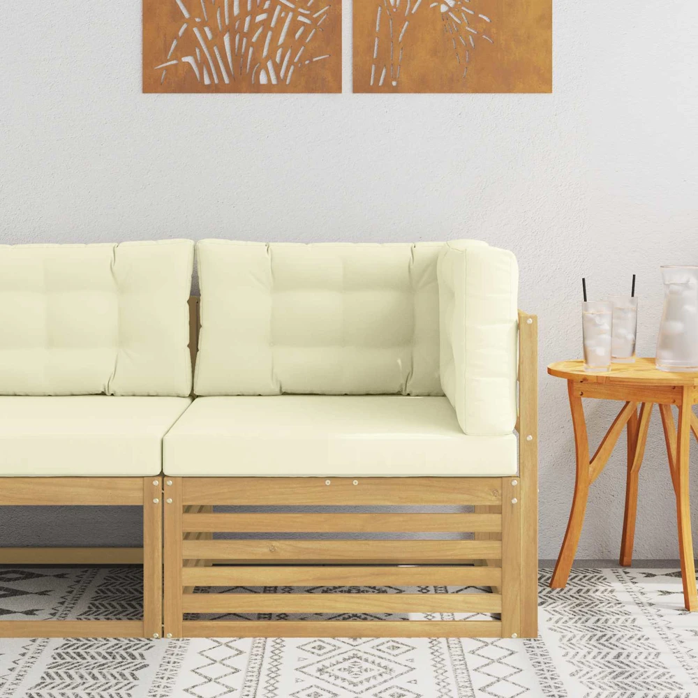 Lauko kampinė sofa Kietos akacijos mediena Balta