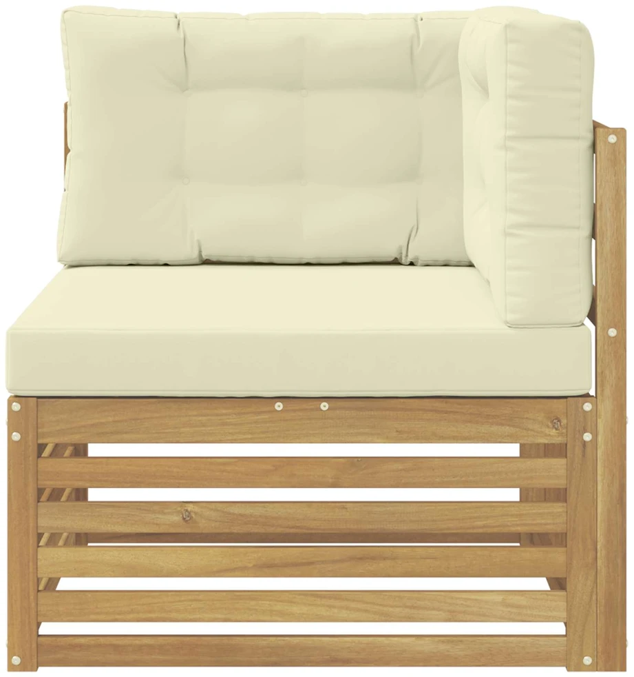 Lauko kampinė sofa Kietos akacijos mediena Balta