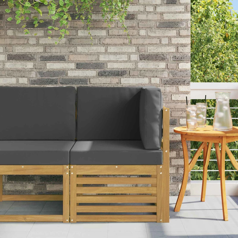 Lauko kampinė sofa Kietos akacijos mediena Balta