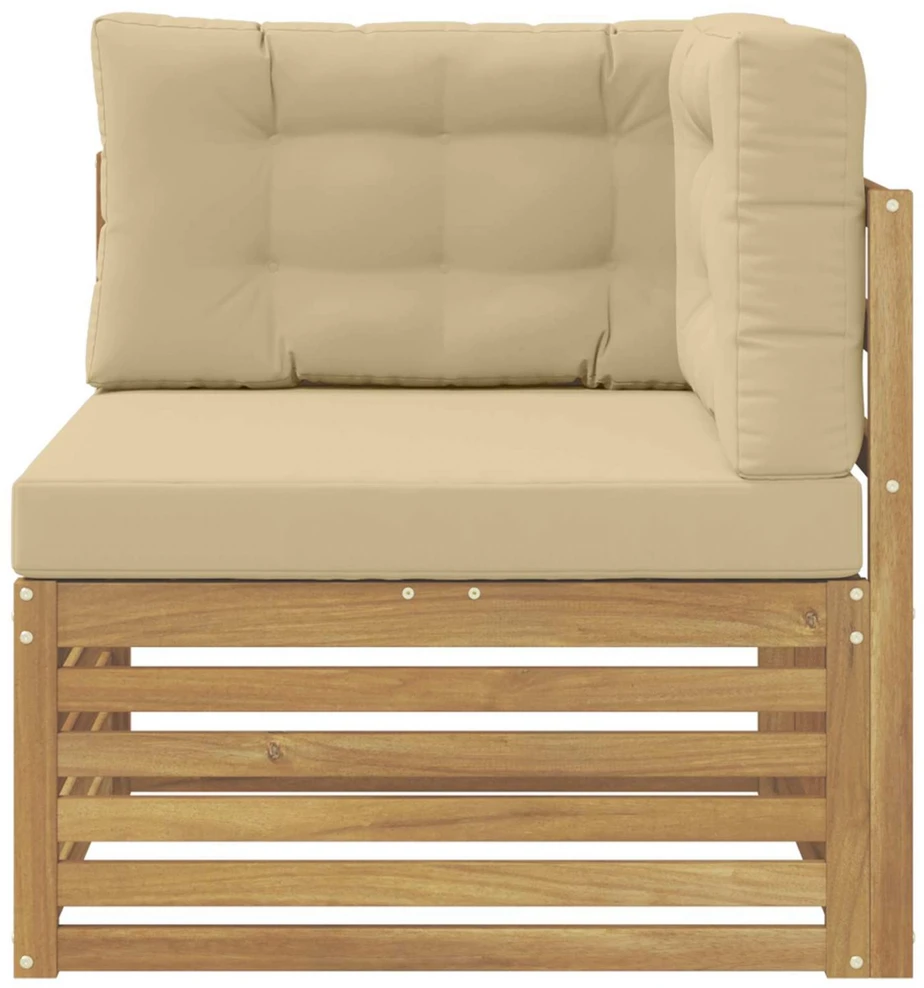 Lauko kampinė sofa Kietos akacijos mediena Balta
