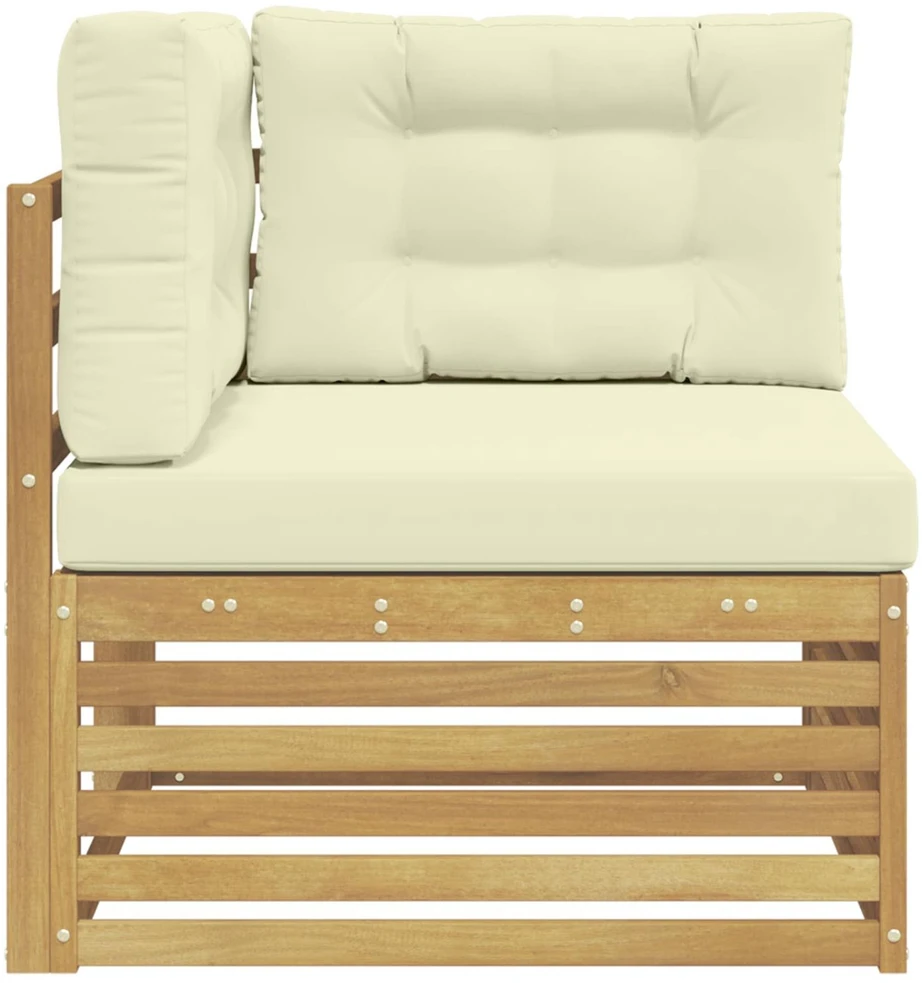 Lauko kampinė sofa Kietos akacijos mediena Balta