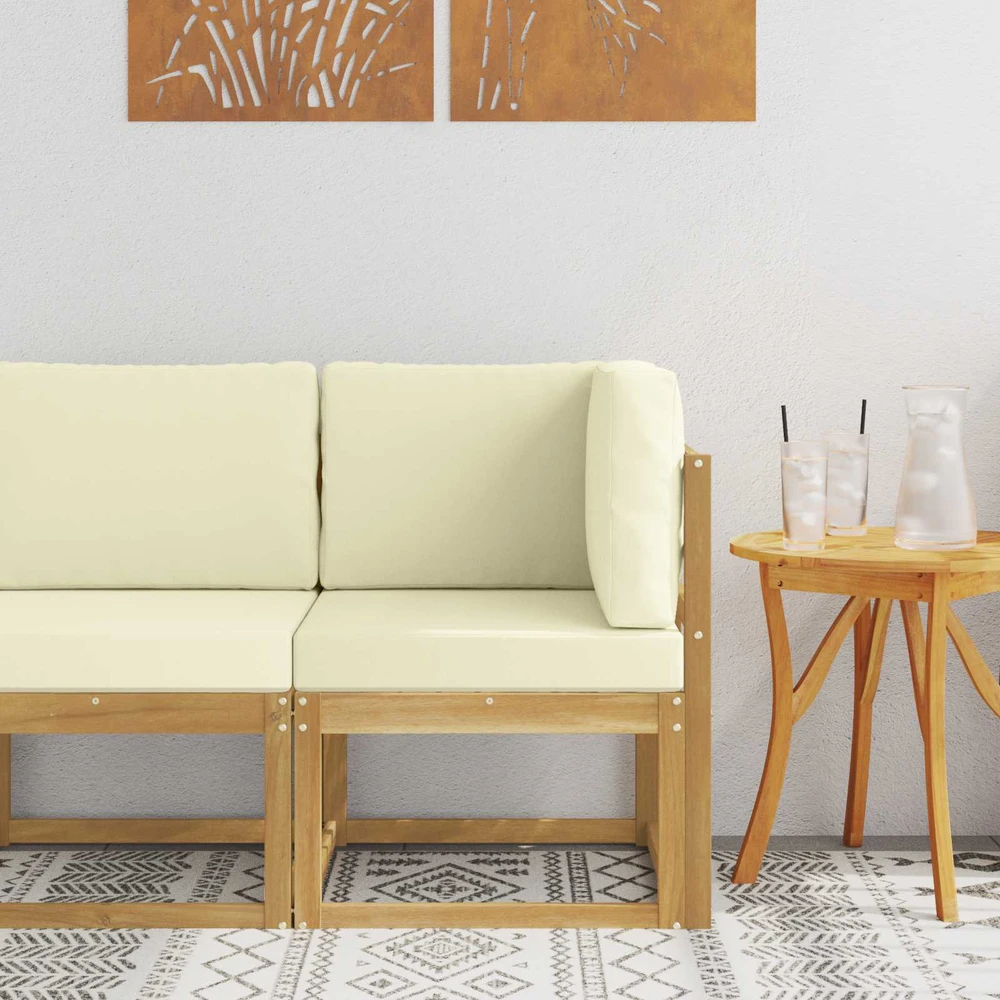 Lauko kampinė sofa Kietos akacijos mediena Balta