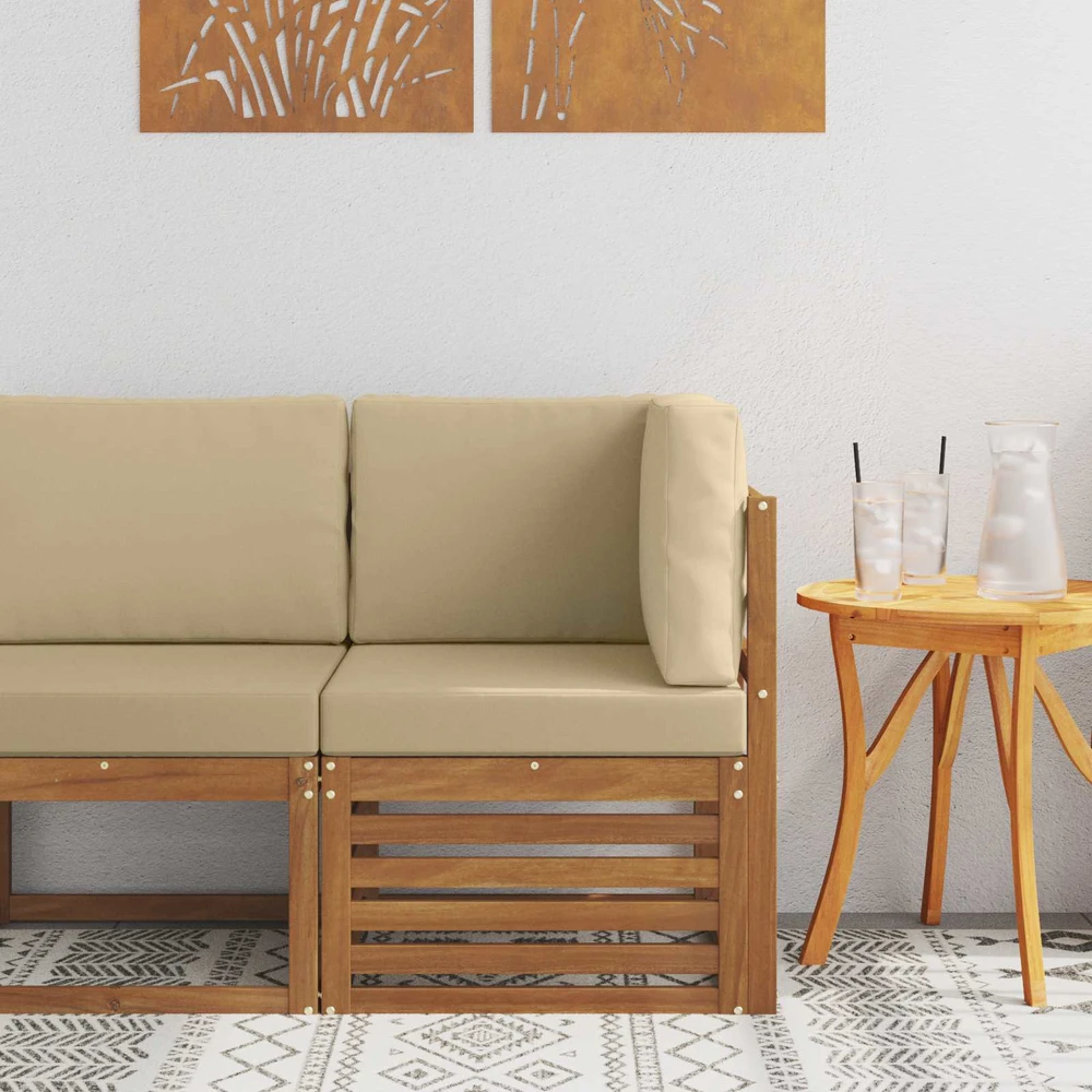 Lauko kampinė sofa Kietos akacijos mediena Natūrali
