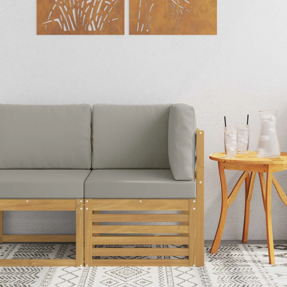 Lauko kampinė sofa Kietos akacijos mediena Balta