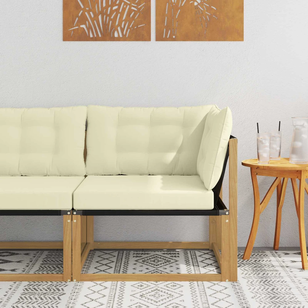 Lauko kampinė sofa Kietos akacijos mediena Balta